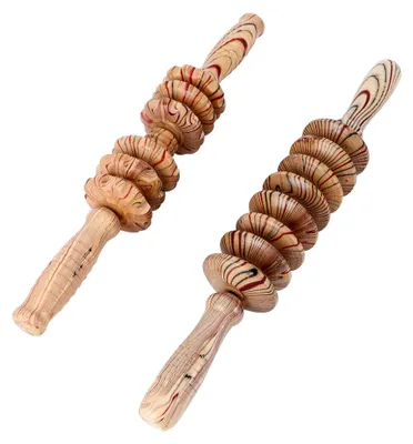 Produktbild von 2 Stück Holz-Massage-Roller für Muskelentspannung und Bauchmassage
