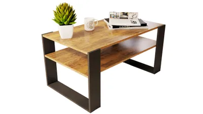 Produktbild von Couchtisch Eiche 90x50 Cm Loft Retro Wohnzimmertisch