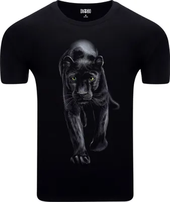 Produktbild von Diarbo Herren T-Shirt mit Aufdruck Wildtierporträts Panther Schwarz Gr.L
