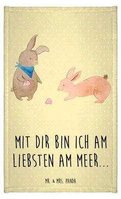 Produktbild von Mr. & Mrs. Panda Gästetuch Hasen Muschel - Gelb Pastell - Geschenk, Freundinnen, Frotteetuch, badezimmer handtuch, Muttertag, Gästehandtuch 30x50, Mini-Handtuch, BFF