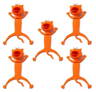 Produktbild von 3D Katzen Lesezeichen 5er Set, PVC Buchmarken Tier Design, lustige Kinder Lesehilfe, 10cm Geschenk für Schule & Lesen
