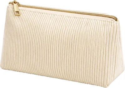 Produktbild von Federmäppchen aus Rippvelours, große Kapazität, beige, für Schule und Büro