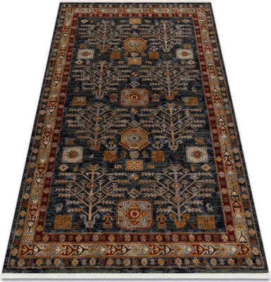 Produktbild von Teppich Wolle KESHAN Franse Rahmen orientalisch 6174/53511 dunkelblau / rotwein Blau 200x290 cm