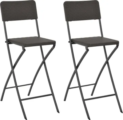 Produktbild von Klappbare Barstühle 2 Stk. HDPE und Stahl Braun Rattanoptik