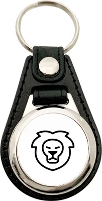 Produktbild von Huuraa Schlüsselanhänger Löwe Sternzeichen Symbol Metall mit Kunstleder Schlüsselring Einkaufswagenchip Geschenkidee