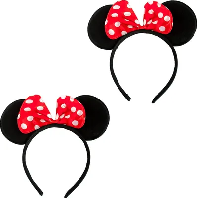 Produktbild von Oblique Unique 2x Haarreif Haarreifen Maus Mouse Ohren mit Schleife Fasching Karneval - rot