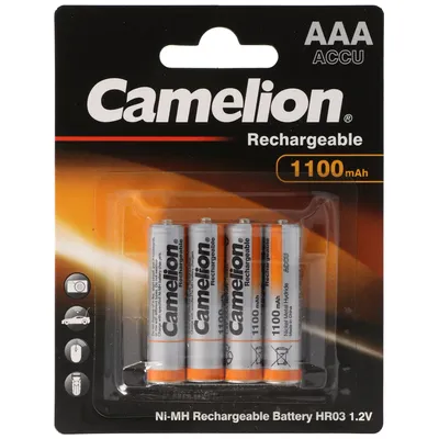 Obrázek produktu pro Camelion NH-AAA1100BP4, Dobíjecí baterie, AAA, Nikl-metal hydridová (NiMH), 1,2 V, 4 kusů, 1100 mAh