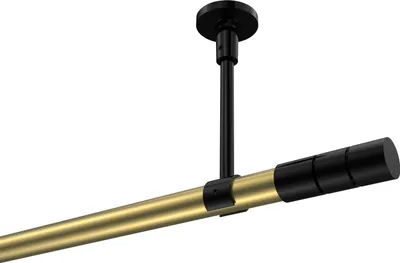 Produktbild von Interdeco Gardinenstange / Vorhangstange Messing-Optik / Schwarz, Typ Sonette Elanto (Rillenzylinder) ohne Ringe, Deckenmontage, 20 mm Ø 1-läufig, 200 cm