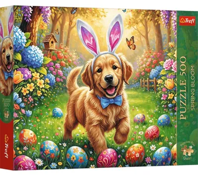Zdjęcie produktu dla Puzzle 500 Trefl Premium Plus - Spring Bloom: Wielkanocny piesek 37623