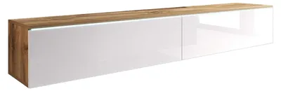 Produktbild von Lowboard D TV-Unterschrank 180x32x30cm grifflos Eiche Wotan weiß Hochglanz
