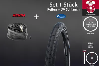 Produktbild von 26 Zoll Reifen Set 26x2.15 Schwalbe Big Apple 55-559 mit DV Schlauch
