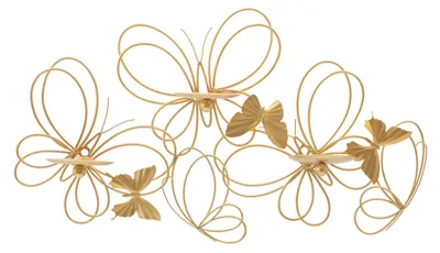 Image de Mauro Ferretti Bougeoir mural papillon 3 branches 61x12x34 cm or