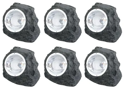 Produktbild von 6er Set Solar Gartenstrahler in Steinoptik grau