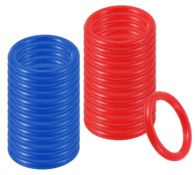 60 Kunststoff-Wurfringe rot/blau 5,2x4 cm für Flaschenspiele