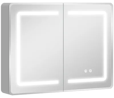 Obrázek produktu pro Zrcadlová skříňka do koupelny s LED osvětlením, úprava proti zamlžování, 80 x 60 cm