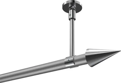 Produktbild von Interdeco Gardinenstange / Vorhangstange Silbergrau / Chrom, Typ Sonette Savio (Kegel) ohne Ringe, Deckenmontage, 20 mm Ø 1-läufig, 260 cm