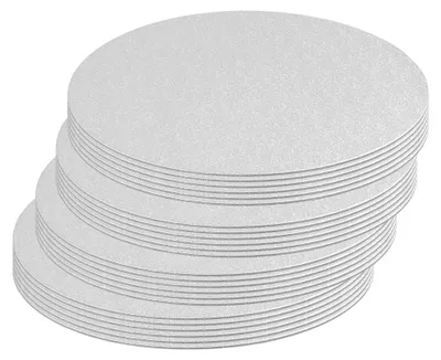Produktbild von Runde Kuchenplatte in Silber, 25 cm, Set mit 24 Stück für Hochzeiten und Feiern