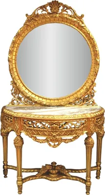 Produktbild von Casa Padrino Luxus Barock Spiegelkonsole mit Marmorplatte Gold 124 x H 220 cm - Hotel Möbel - Spiegel Konsole