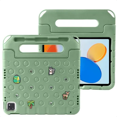 Produktbild von imoshion Kindersichere Schutzhülle mit abnehmbaren Ansteckern iPad 11 (2025) 11 Zoll A16 / iPad 10 (2022) 10.9 Zoll - Olive Green