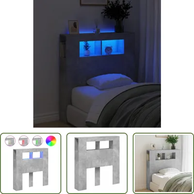 Obrázok produktu pre The Living Store LED čelo postele betónová sivá 100x18,5x103,5 cm materiál na báze dreva