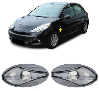 Obrázok produktu pre Bočné smerovky s priehľadným sklom a chrómovým rámom pre modely Peugeot 107, 206, 307, 407, Partner, 1007 a Toyota Aygo