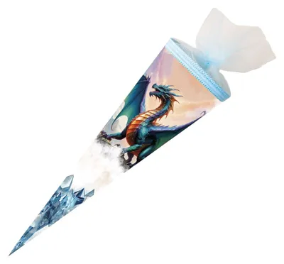Produktbild von Nestler Schultüte Kristall Drache rund mit Tüllverschluss 50cm