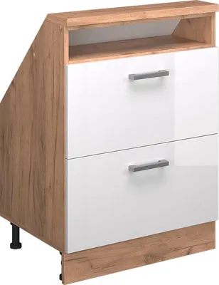 Produktbild von Dachschrägenschrank Vicco Rion Weiß Hochglanz mit 2 Schubladen, Model 56089