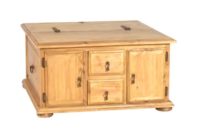 Produktbild von MiaMöbel Truhentisch Mexico Möbel 80x80 cm Landhausstil Massivholz Pinie Honig