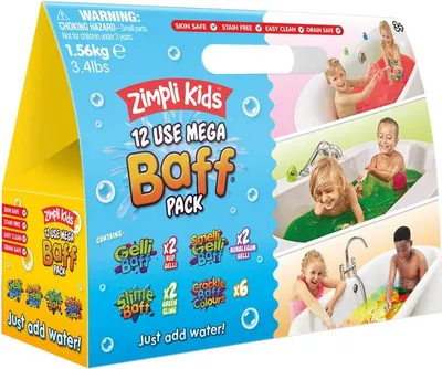 Obrázok produktu pre Zimplikids Mega Baff Pack - 2 x zelený sliz, 2 x oranžový sliz, 2 x červený géli