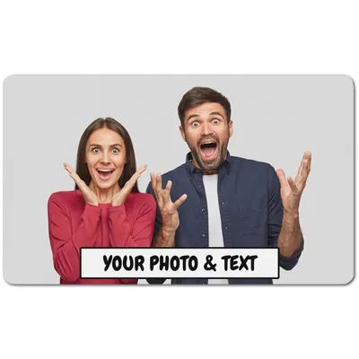 Produktbild von PERSONALISIERTE Fußmatte Lustiger Fußabstreifer; Waschbarer Fußabtreter für Innen und Außen vor der Tür, ins Haus, zum Auto Motiv Dein Foto + Text [140]