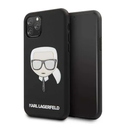 Zdjęcie produktu dla Wytłaczane i brokatowe etui Karla Lagerfelda Iconik do Apple iPhone 11 Pro, czarne