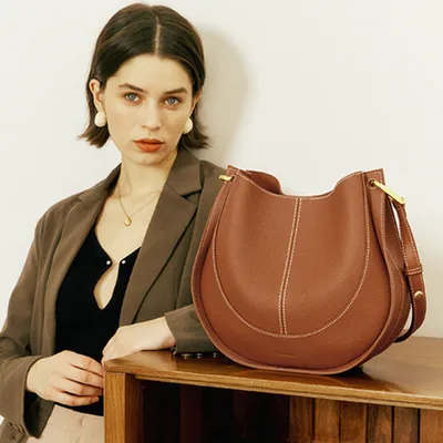 Produktbild von Verstellbare Umhängetasche, Schultertasche, Tasche mit großem Fassungsvermögen, Damentasche, Ledertasche Braun 28*8*24.5cm /6121-D-Zong/