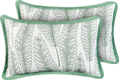 Obrázek produktu pro BELIANI Sada 2 venkovních dekorativních polštářů zelená polyester 30 x 50 cm vzor listů zahrada příslušenství