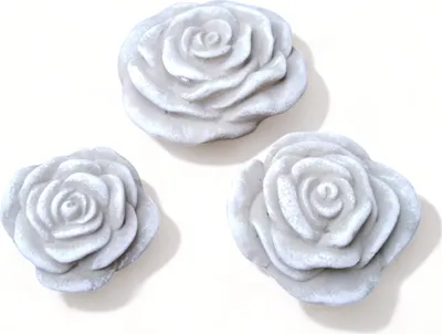 Produktbild von Rose 3er Set Rosenblüte Stein Rosen Blüte Blumen Steinguss frostfest wetterfest Garten Deko
