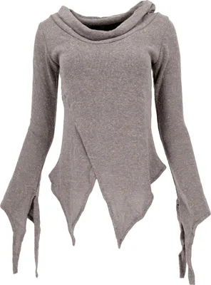 Produktbild von Pixishirt mit Schalkragen Baumwollstrick Pullover - Cappuccino, Damen, Braun, Elasthan,Baumwolle, Größe: S/M