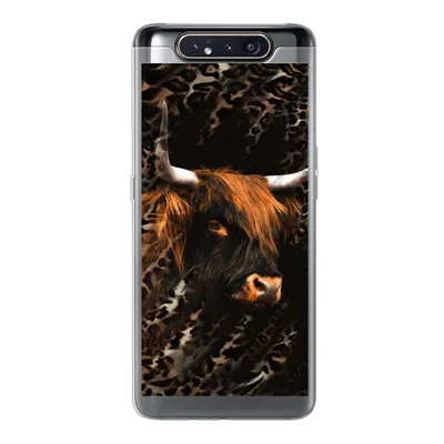Produktbild von MuchoWow® Handyhülle Schutzhülle Hülle für Samsung Galaxy A80 Schottischer Highlander - Pantherdruck - Schwarz Silikon Softcase Handy Hülle - Schutzdeckel