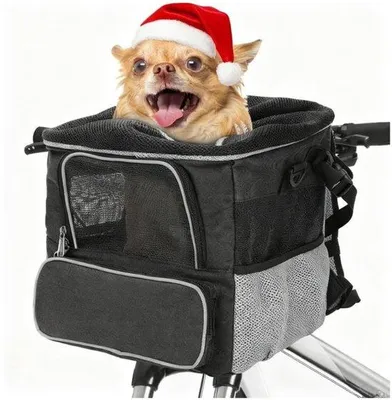 Produktbild von Famanu Hunde-Fahrradkorb bis 4 kg mit Lenkeradapter, atmungsaktiv und multifunktional