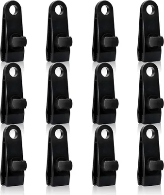 Produktbild von 12 Stück Planenspanner Tarp Clips Zeltplanen Planenclips Kunststoff Planenbefestigung Camping Zelt Clip Zeltklammern Planenhalter Einstellbar Befestigungsclips für Planen,Zelte,Markisen,Vordächer
