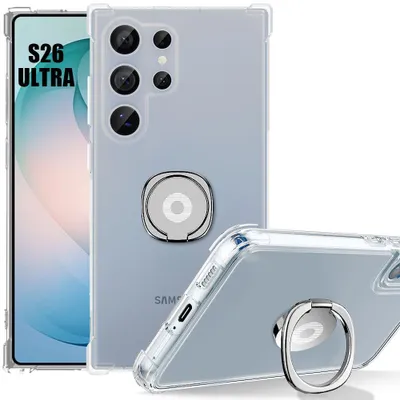Image de Coque pour Samsung Galaxy S26 Ultra, Antichoc Transparent avec Support Bague Argenté Réglable