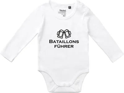 Produktbild von Huuraa Baby Body Bataillonsführer Schützenfest 62 White  Baumwolle Fairtrade Langarmbody Geschenkidee