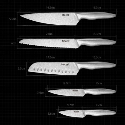Produktbild von 5-teiliges Set aus rostfreiem Stahl Küchenmesser mit Messertasche und Messerscheide