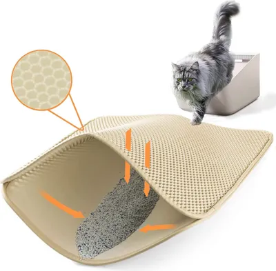 Produktbild von Katzenklo Matte 60 x 45cm EVA Katzenstreu Matte fš¹r Toilette Unterleger Waben Katzenklo Vorleger Wasserdichte Leicht zu Reinigen
