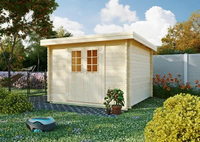Produktbild von Gartenhaus Durham 2,80x2,80 m Flachdach Doppeltür 28 mm Wandstärke