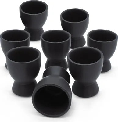 Produktbild von Porzellan Eierbecher schwarz matt - 8er Set - Eierhalter in klassischer Form - Frühstücksei Halter für alle Eigrößen spülmaschinenfest