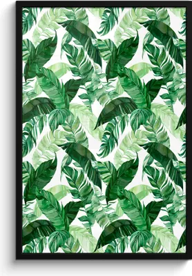 Produktbild von MuchoWow® MuchoWow® Gerahmtes Poster Blätter - Grün - Muster 60x90 cm - Poster mit zchwarzem Bilderrahmen - Kunst