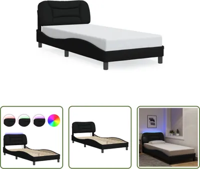 Produktbild von The Living Store Bettgestell mit LED Schwarz 90x200 cm Stoff