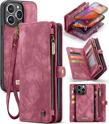 Produktbild von iPhone 16 Pro Hülle - CaseMe 008 2-in-1 Klapphülle & Back Cover mit Brieftasche - Rosa