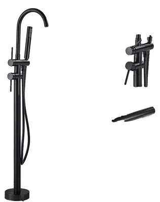 Immagine prodotto di Miscelatore per vasca da bagno freestanding, con due manopole, dotato di doccetta, colore nero