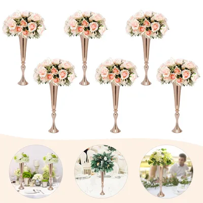 Produktbild von 6 Stück Blumenständer 56.5cm Metallblumenvase Tischdekor für Hochzeit Gold