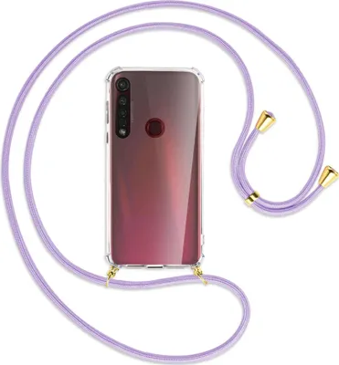 Produktbild von Handykette Backcover-Schutzhülle mit Band (Metall goldfarben) für Motorola Moto G8 Plus - violett